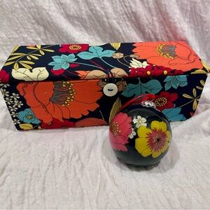 Vera Bradley Happy Snails Ornament Trio in Padded Fabric Storage Box
